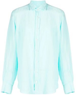 Hackett Logo-Embroidered Linen Shirt - Blue