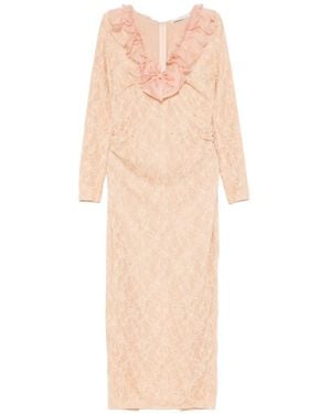 Alessandra Rich Ruffled Midi Dress - White