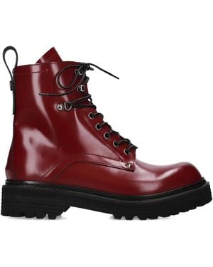 Premiata Lace-Up Zip Boots - Red