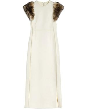 Jil Sander Fur-Trimmed Sleeveless Maxi Dress - White