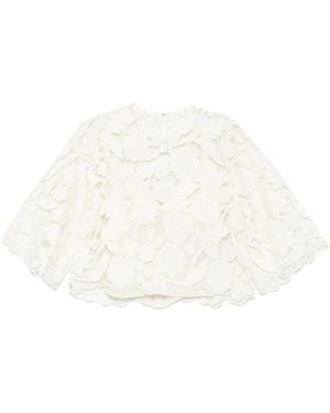 Elie Saab チュールエンブロイダリーブラウス - ホワイト