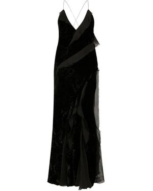 Roberto Cavalli Ruffled-Details Maxi Dress - Black