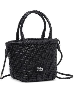 Bimba Y Lola Braided Leather Mini Shoulder Bag - Black