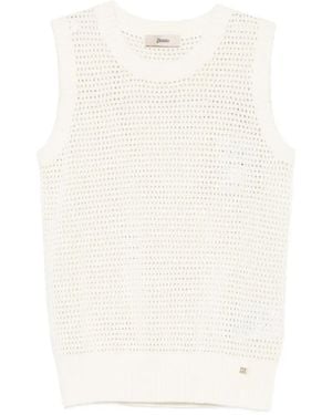 Herno Perforated-Knit Top - White