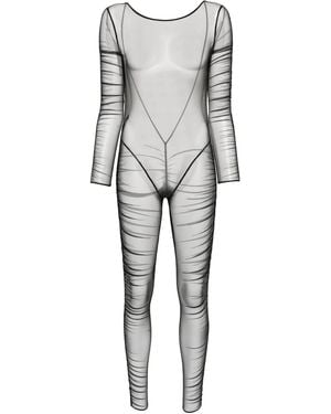 Maison Close Nuit Fauve Naked-Back Long-Sleeves Jumpsuit - Grey
