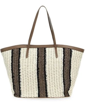 Brunello Cucinelli Striped Tote Bag - White