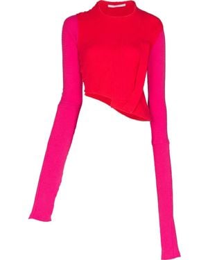 TALIA BYRE Asymmetric Ribbed-Knit Jumper - Red