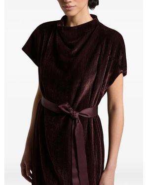 Peserico Midikleid Aus Geripptem Samt Mit Gürtel - Schwarz
