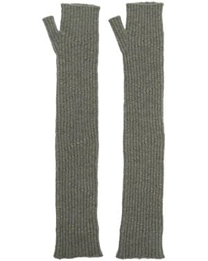 Barrie Long Knit Fingerless Gloves - Green