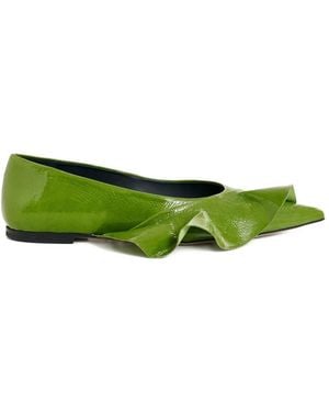 Essentiel Antwerp Ruffled Flat Court Shoes - Green
