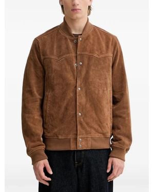 AllSaints Buttoned Leather Jacket - Brown