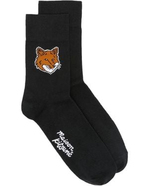 Maison Kitsuné Fox-Embellishment Socks - Black