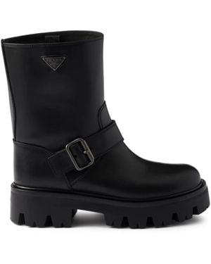 Prada Schnallenverschluss-Stiefel Mit Profilsohle - Schwarz