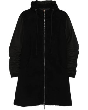 Layer Zero Stripe-Detail Hooded Coat - Black