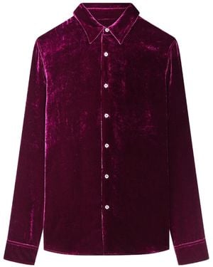 Dries Van Noten Chemise En Velours À Manches Longues - Violet
