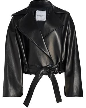 Brandon Maxwell Collins Cropped Leather Jacket - Black