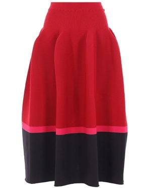 CFCL Jupe Évasée En Maille Nervurée - Rouge