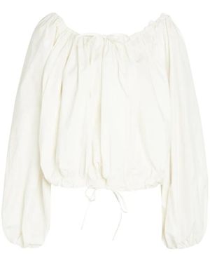 BERNADETTE Ally Drawstring-Hem Blouse - White