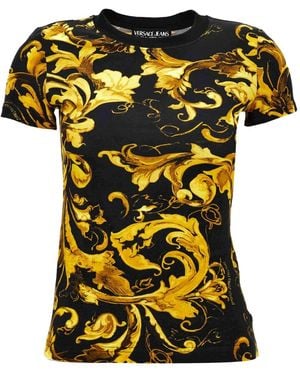 Versace Jeans Couture Baroque-Print Cotton T-Shirt - Yellow