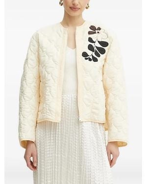 forte_forte Floral-Embroidered Bomber Jacket - Natural