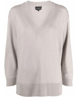 Emporio Armani V-Neck Cashmere Jumper - White