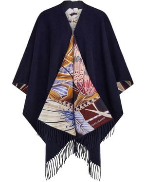 Ferragamo Fringe Cape - Blue