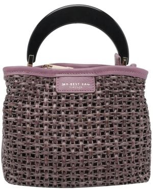 MY BEST BAG Woven Leather-Trim Clutch Bag - Black