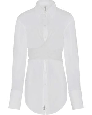 Jean Paul Gaultier Draped Zip-back Shirt Dress - ホワイト