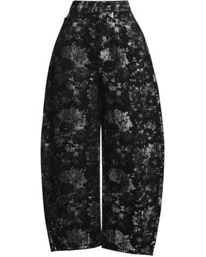 Essentiel Antwerp Ko Floral-Print Barrel-Leg Jeans - Black
