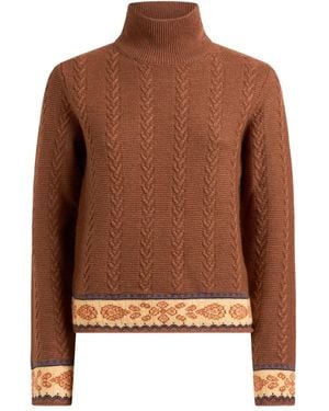 Etro Pullover Mit Zopfmuster - Braun
