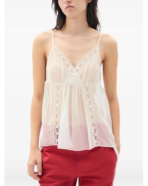Ann Demeulemeester Zeni Negligé Lace Trim Top - Red