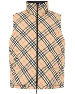 Burberry Check-Pattern Puffer Gilet - White