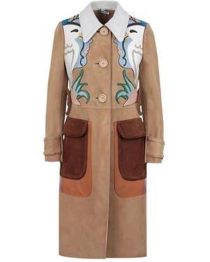 Miu Miu Einreihiger Wildledermantel mit Gürtel - Braun