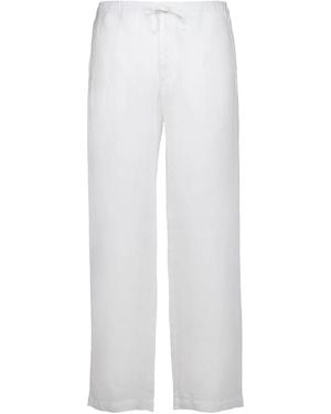 120% Lino Drawstring-Waist Trousers - White