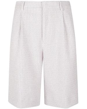 Tagliatore Bouclé Pleated Shorts - White