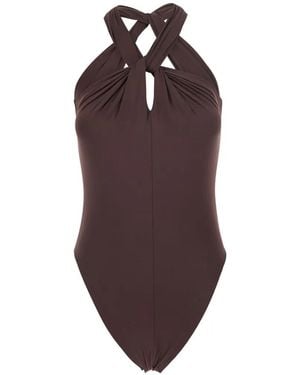 FEDERICA TOSI Halterneck Twist-Detail Swimsuit - Purple