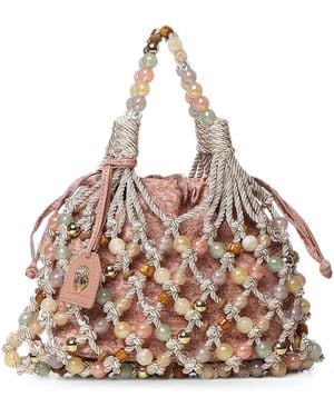 Kurt Geiger Beaded Macramé Shoulder Bag - Natural