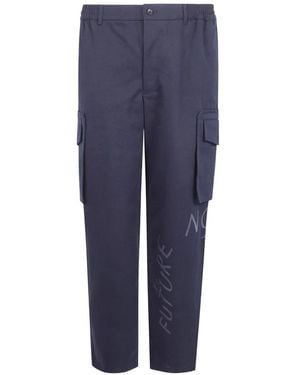 Comme des Garçons Slogan-Print Cargo Trousers - Blue