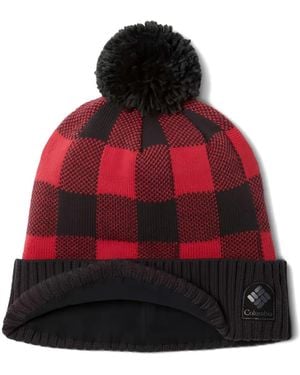 Columbia Buffalo-Check Pom-Pom Beanie - Red