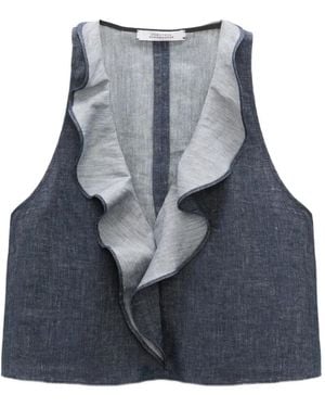 Dorothee Schumacher Ruffled Denim Top - Blue