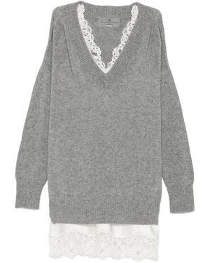 Ermanno Scervino Lace-Trim Mini Dress - Grey