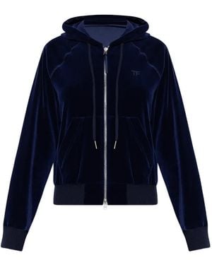 Tom Ford Hooded Zip Knitwear - Blue