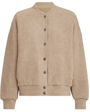 Brunello Cucinelli Cashmere English-Rib-Knit Bomber Jacket With Thermore Padding - Natural