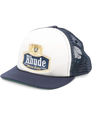 Rhude Embroidered-Logo Mesh-Back Trucker Hat - Blue