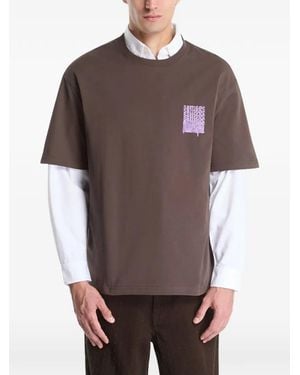 Samsøe & Samsøe Sasteven Logo-Print Slogan-Print T-Shirt - Brown