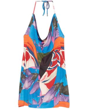 Donde Esteban Floral-Print Mini Dress - Blue