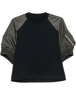 Sacai Paneled Raglan-Sleeve T-Shirt - Black