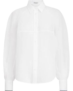 Brunello Cucinelli Sheer Long-Sleeve Shirt - White