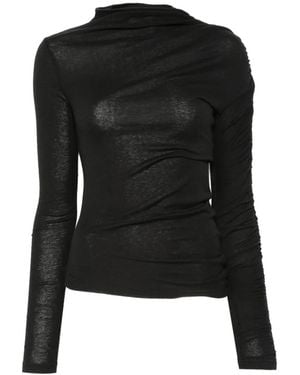 Pinko Ruched Long-Sleeve Top - Black