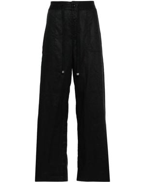 Ralph Lauren Drawstring-Waist Linen Trousers - Black